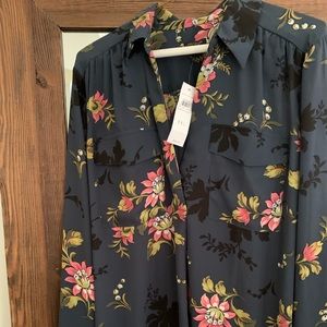 Ann Taylor floral camp blouse NWT